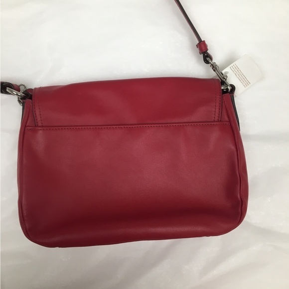 Coach Taylor Mini Flap Crossbody Berry Red Leather Purse - Picture 8 of 16